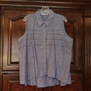 SIGNATURE BY LARRY LEVINE DENIM SIZE XL BLOUSE